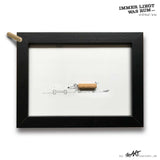 ILWR "IKEA-Holzdübel", handgezeichnete Kunst im Rahmen (mit 3D-Objekt)